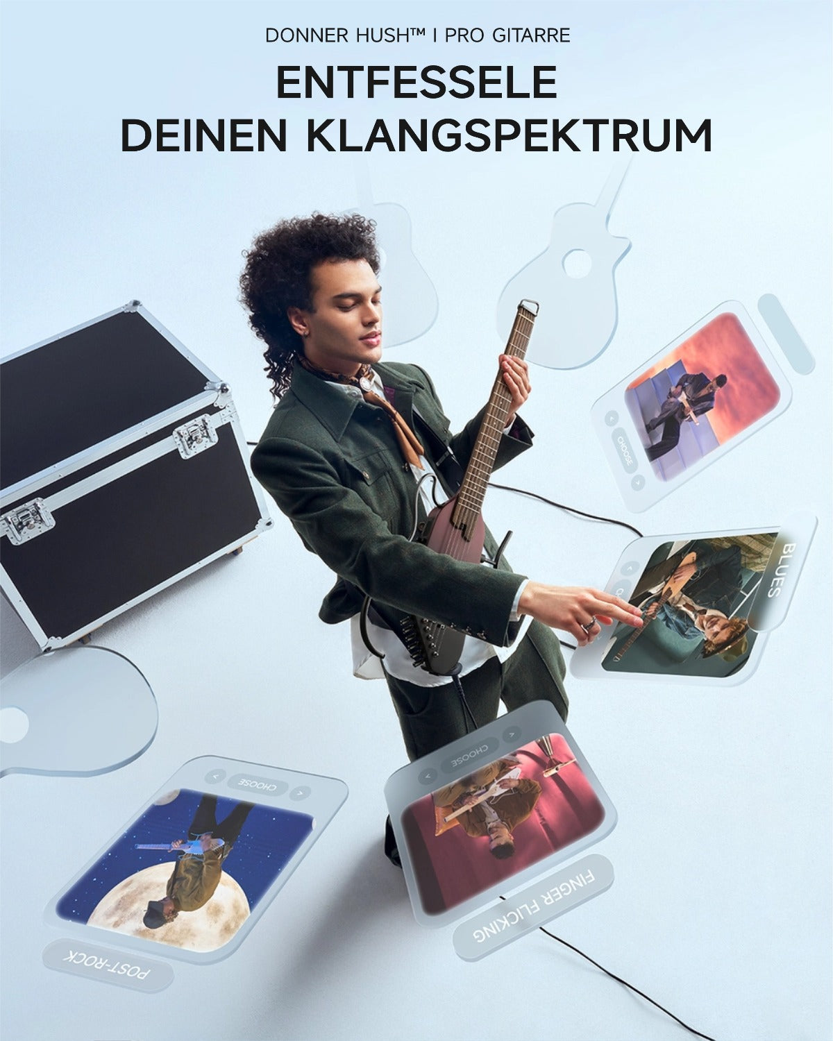 Donner HUSH™ I PRO Reisegitarre-Maillard-Braun Farbverlauf##