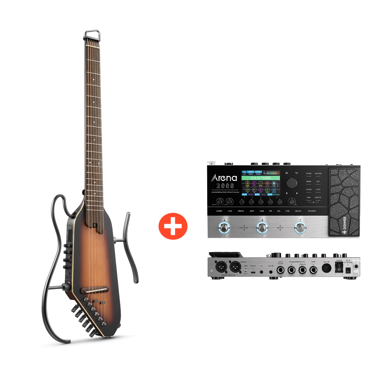 Donner HUSH™ I PRO Reisegitarre-Sunburst##