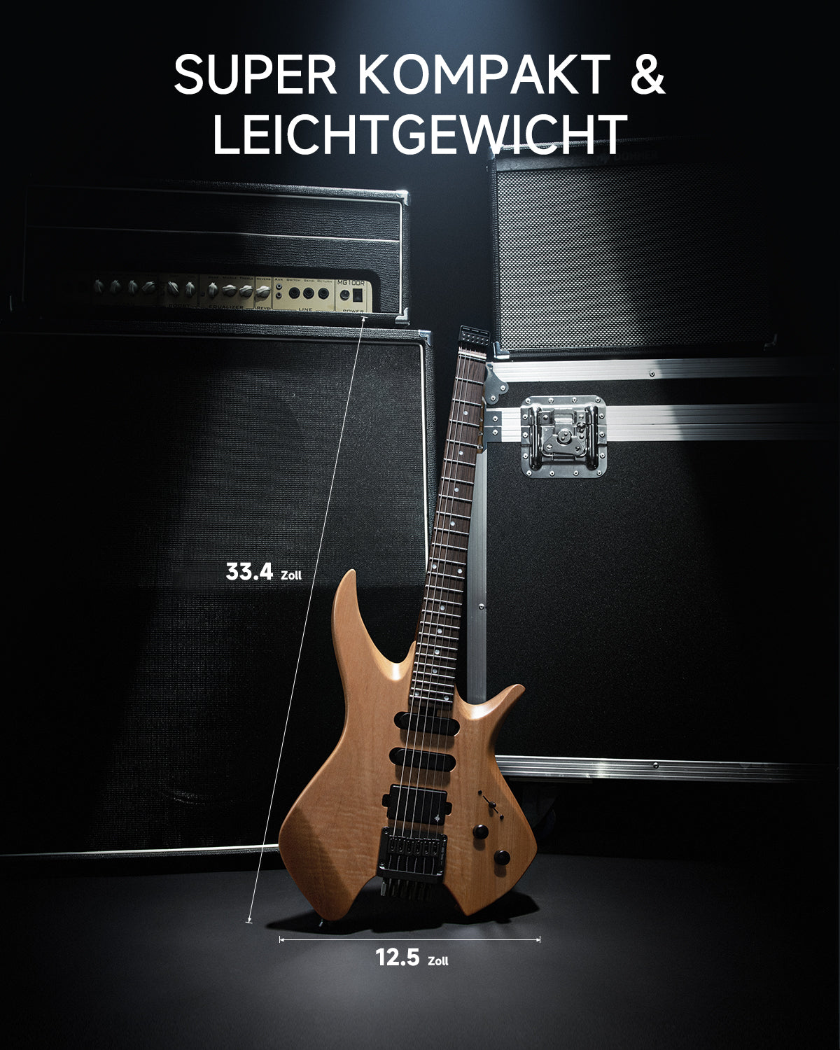 Donner NHL-500 Headless E-Gitarre-Holz Natur##