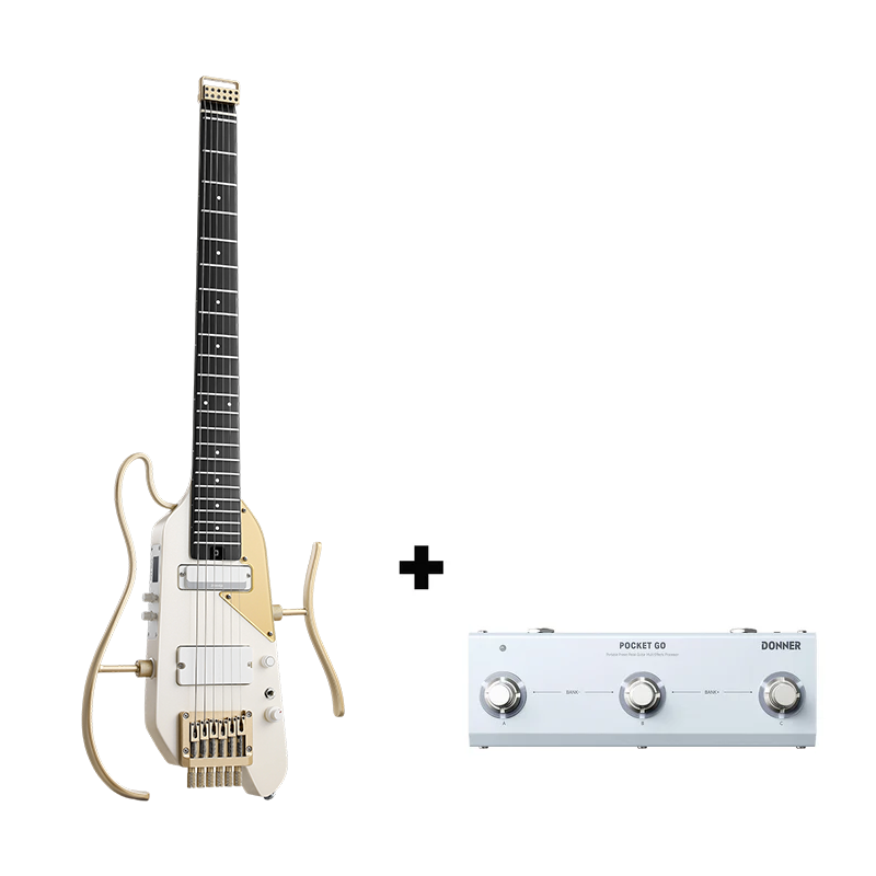 Donner HUSH™ X PRO Multi-Effekt-E-Gitarre-Weiß-Gold##