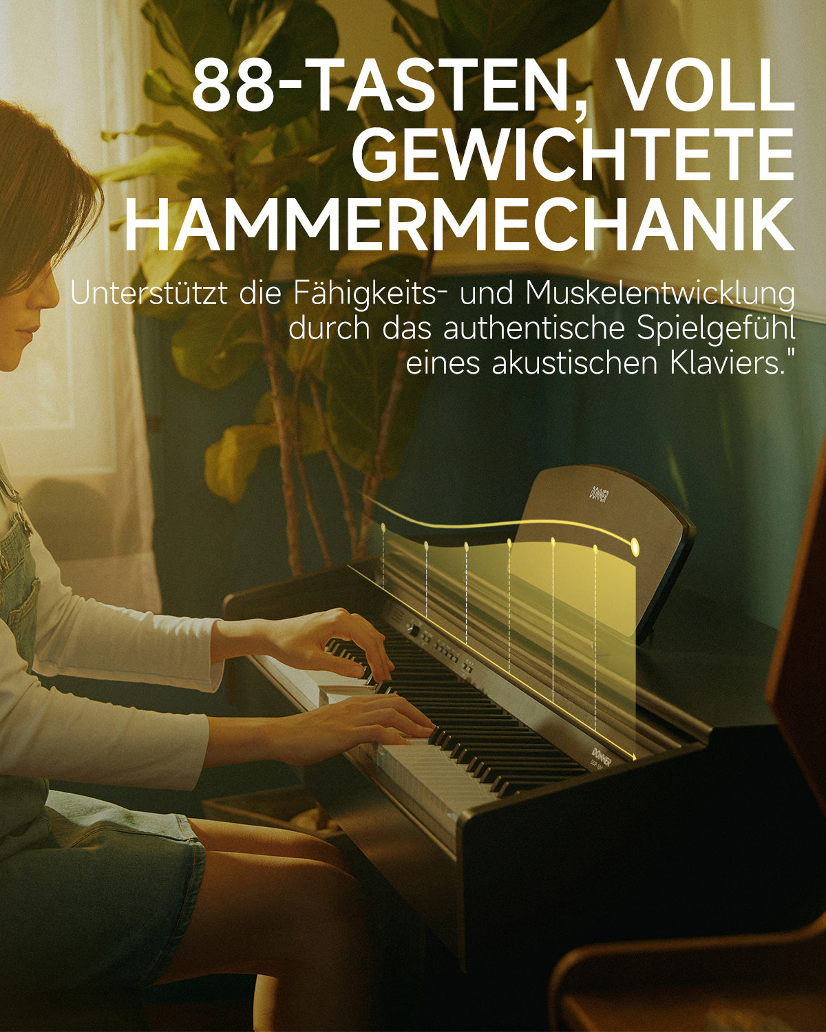 Donner DDP-300 Digitalpiano für Zuhause mit halbgewichteten Tasten (Upgrade-Version)