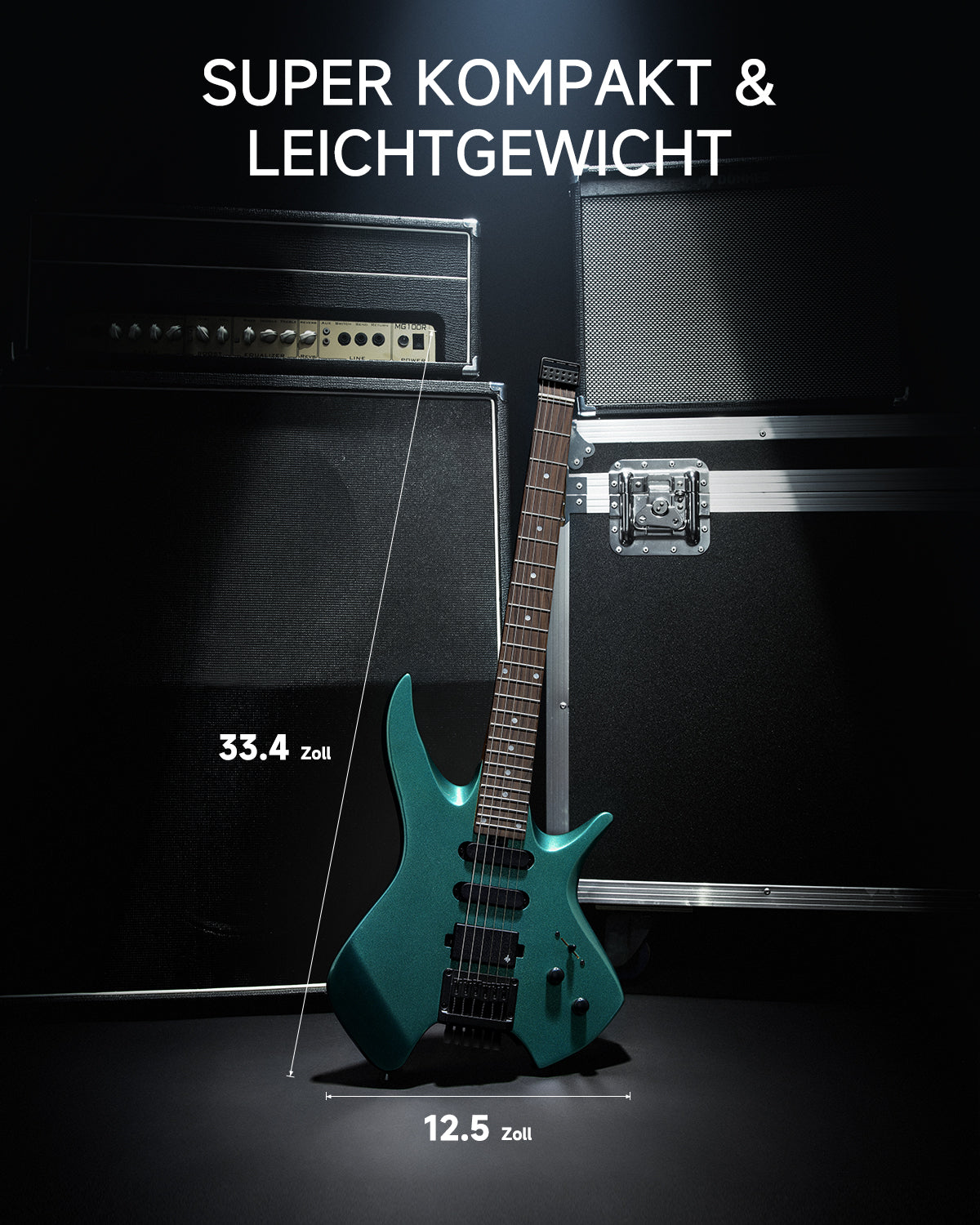 Donner HLX-500 Headless E-Gitarre-Sherwood Green##