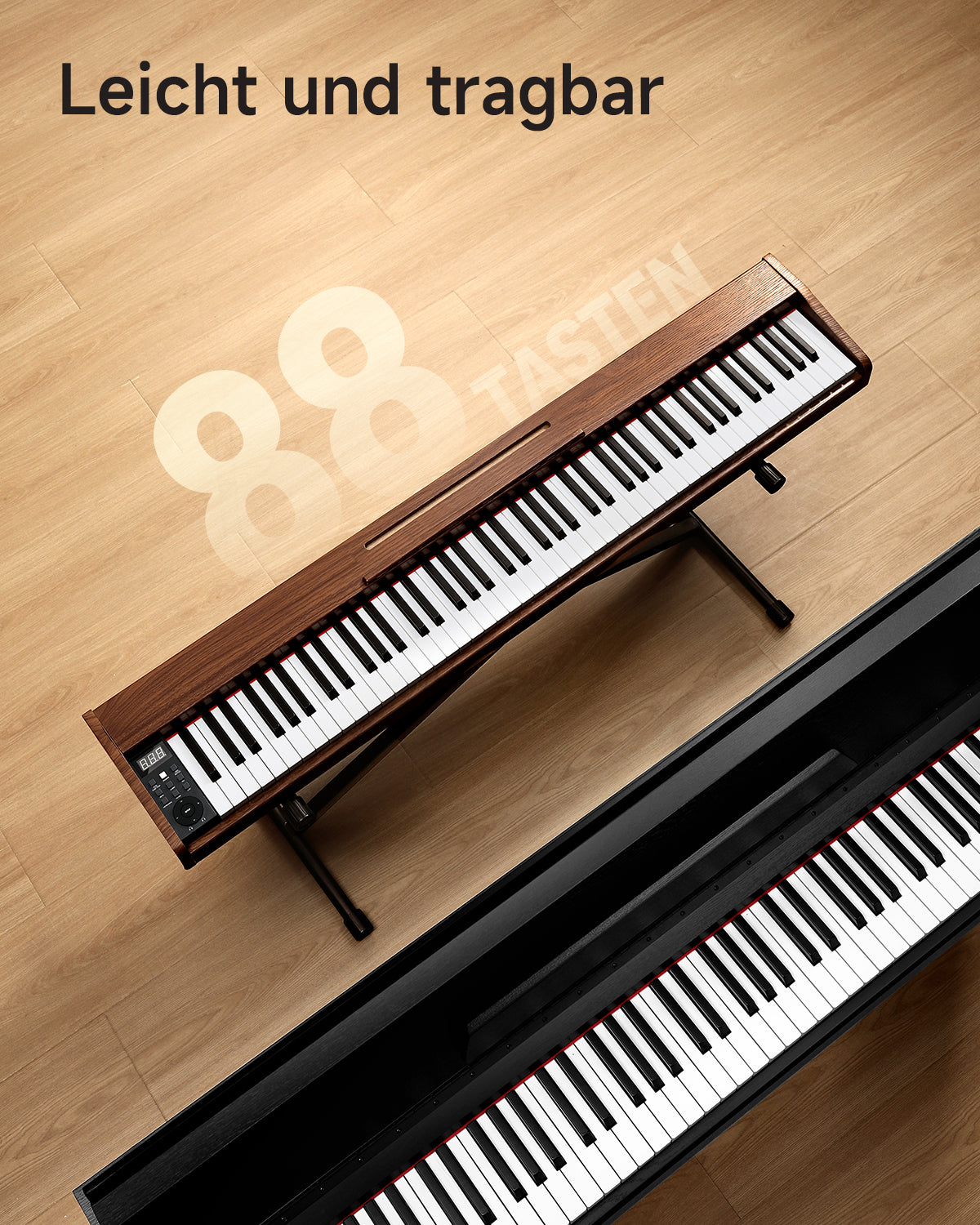 Donner DEP-1S Tastatur im Holzstil Digitalpiano-Antikbraun##