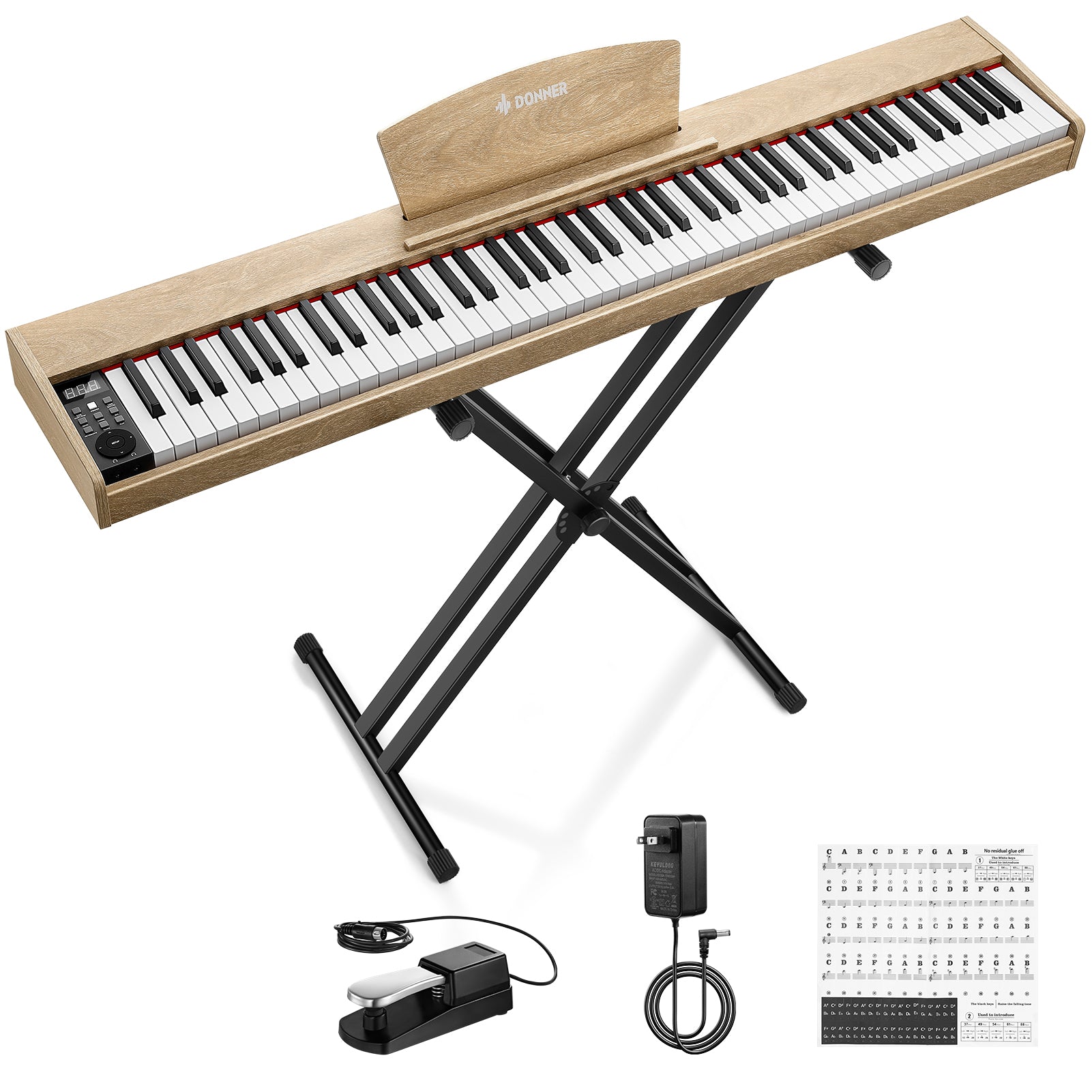 Donner DEP-1S Tastatur im Holzstil Digitalpiano-helle Holzfarbe##