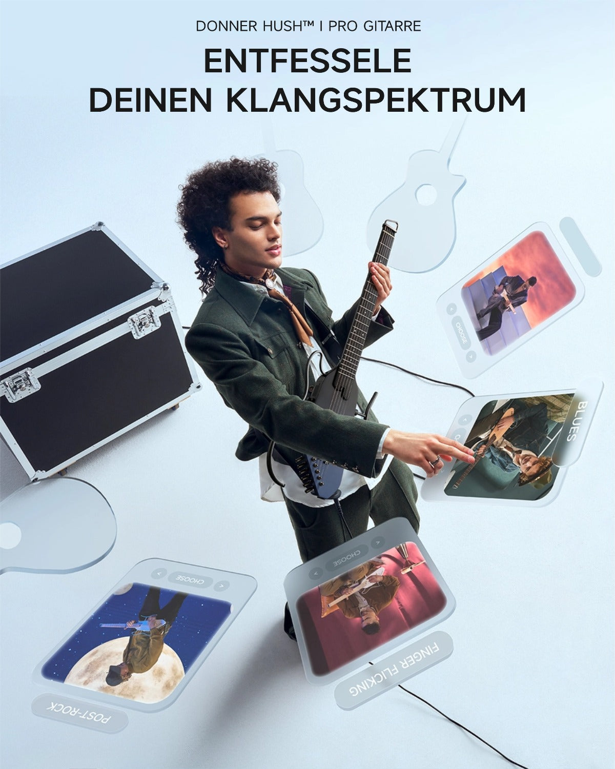 Donner HUSH™ I PRO Reisegitarre-Space Fly Schwarz##