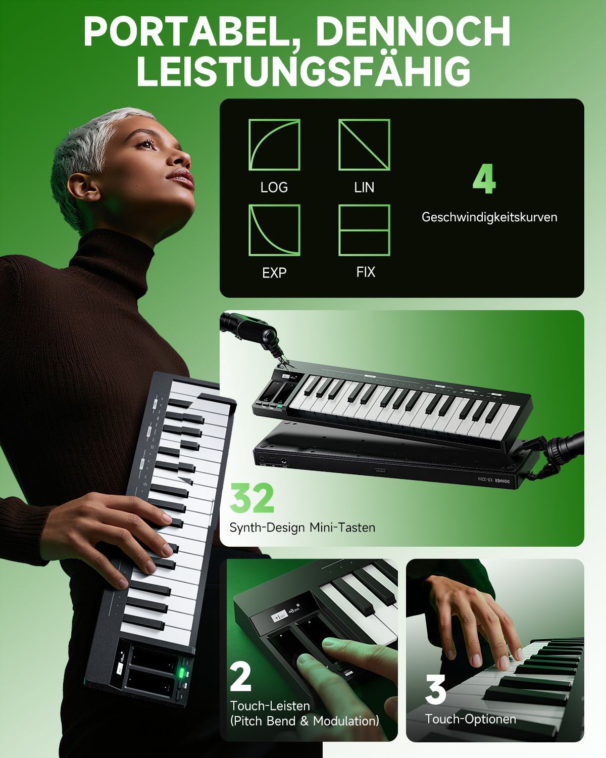 Donner Essential L1 Synthesizer-KB-32M##-Bundle##