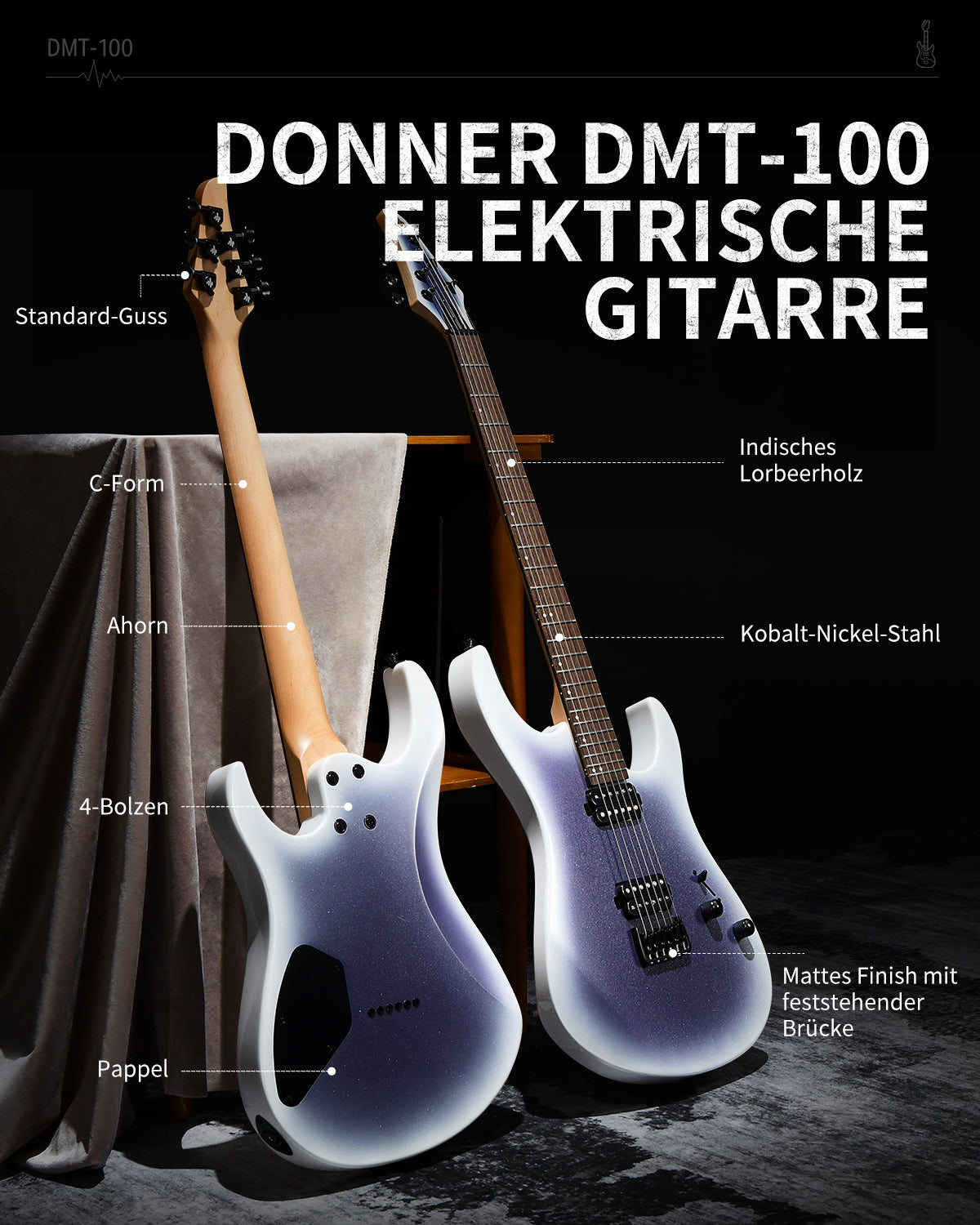 Donner DMT-100 E-Gitarre Metall