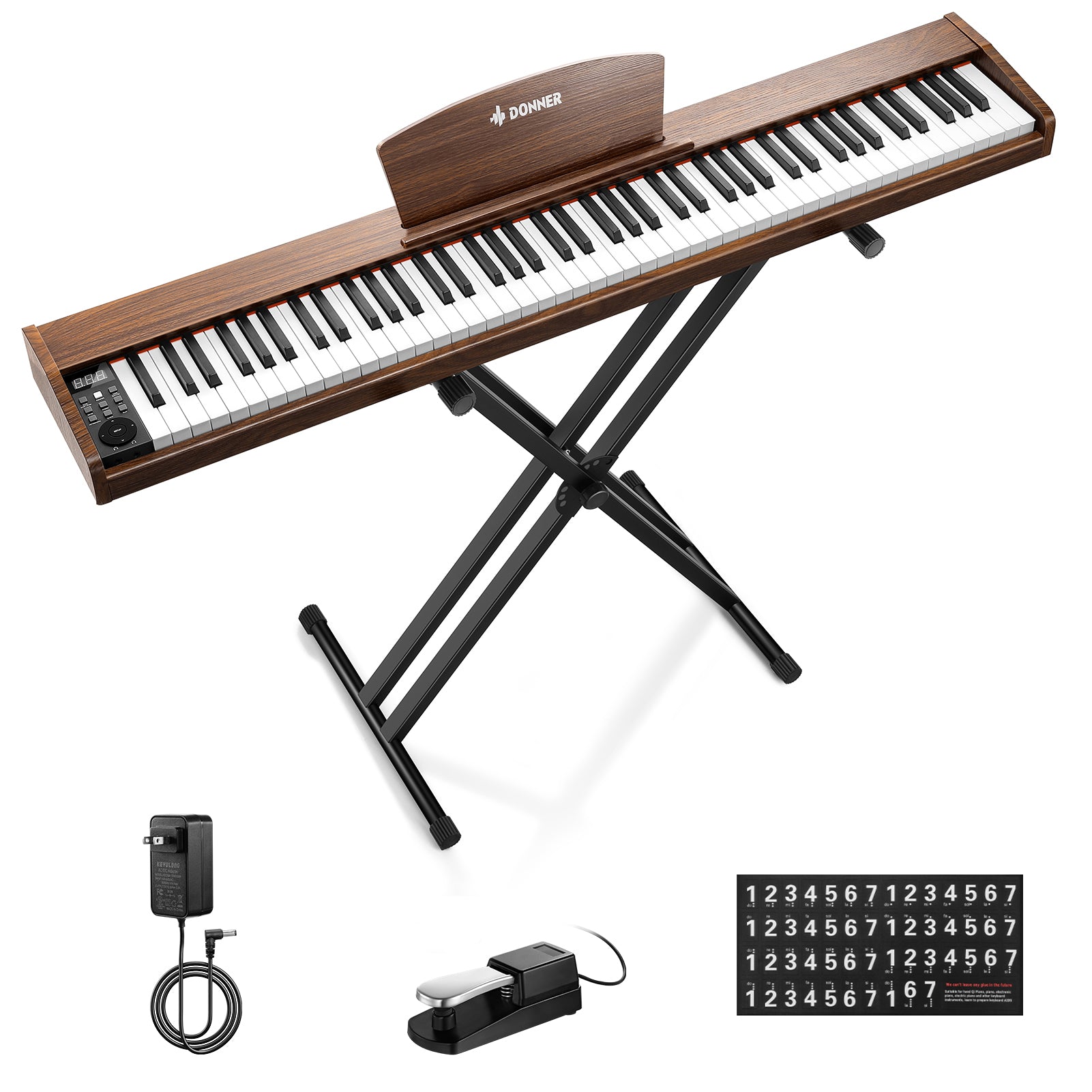 Donner DEP-1S Tastatur im Holzstil Digitalpiano-Antikbraun##