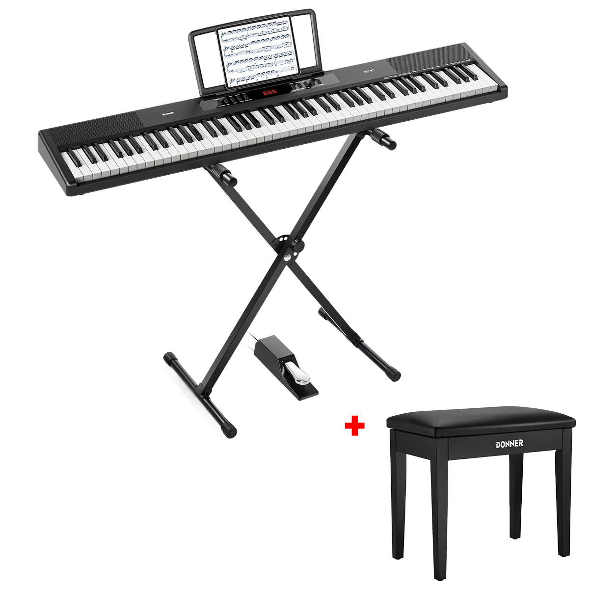 Donner DEP-07 Tragbares Digitalpiano mit 88 halbgewichteten Tasten