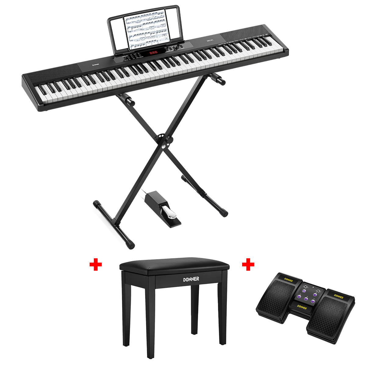 Donner DEP-07 Tragbares Digitalpiano mit 88 halbgewichteten Tasten