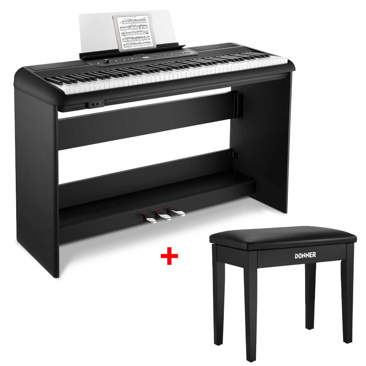 Donner SE-1 Digitalpiano mit 88 Tasten in voller Gewichtung-Schwarz##