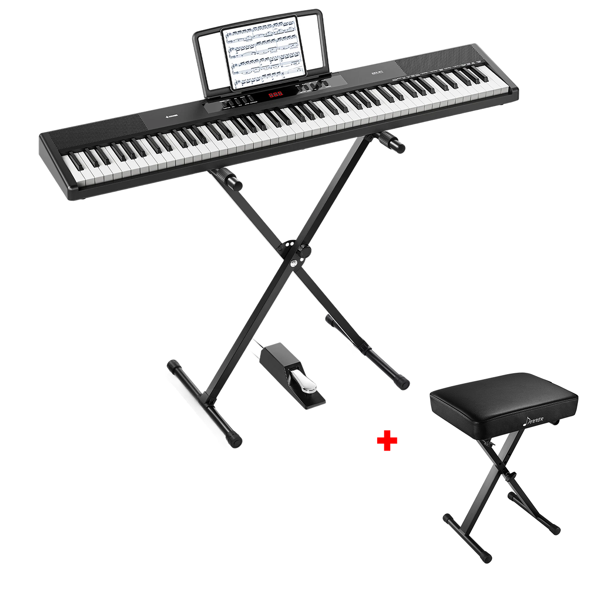 Donner DEP-07 Tragbares Digitalpiano mit 88 halbgewichteten Tasten