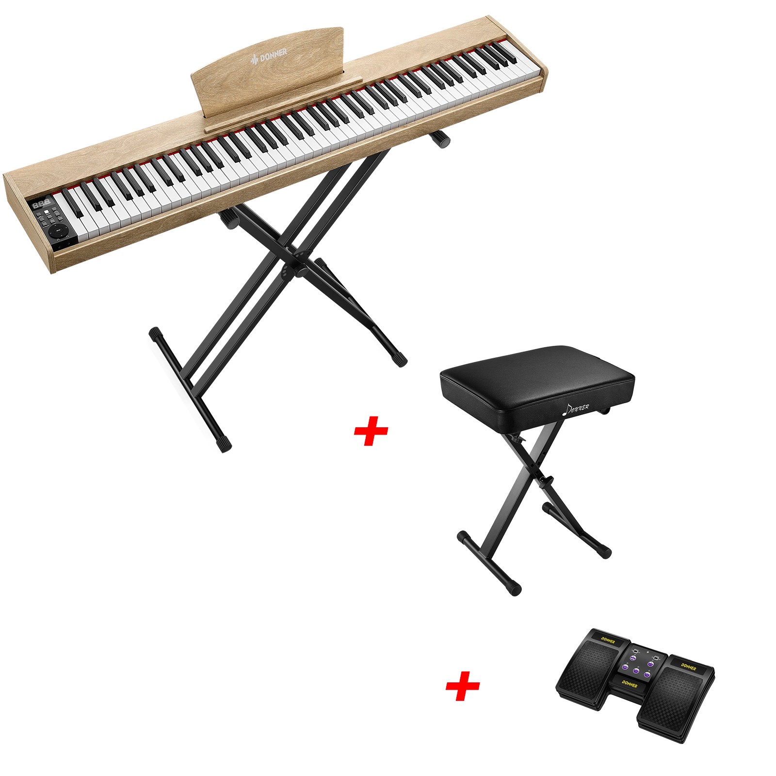 Donner DEP-1S Tastatur im Holzstil Digitalpiano-helle Holzfarbe##