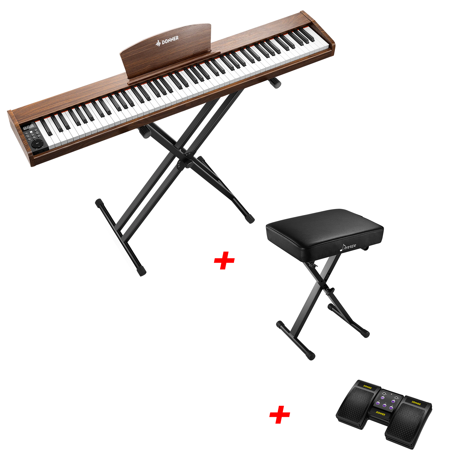 Donner DEP-1S Tastatur im Holzstil Digitalpiano-Antikbraun##