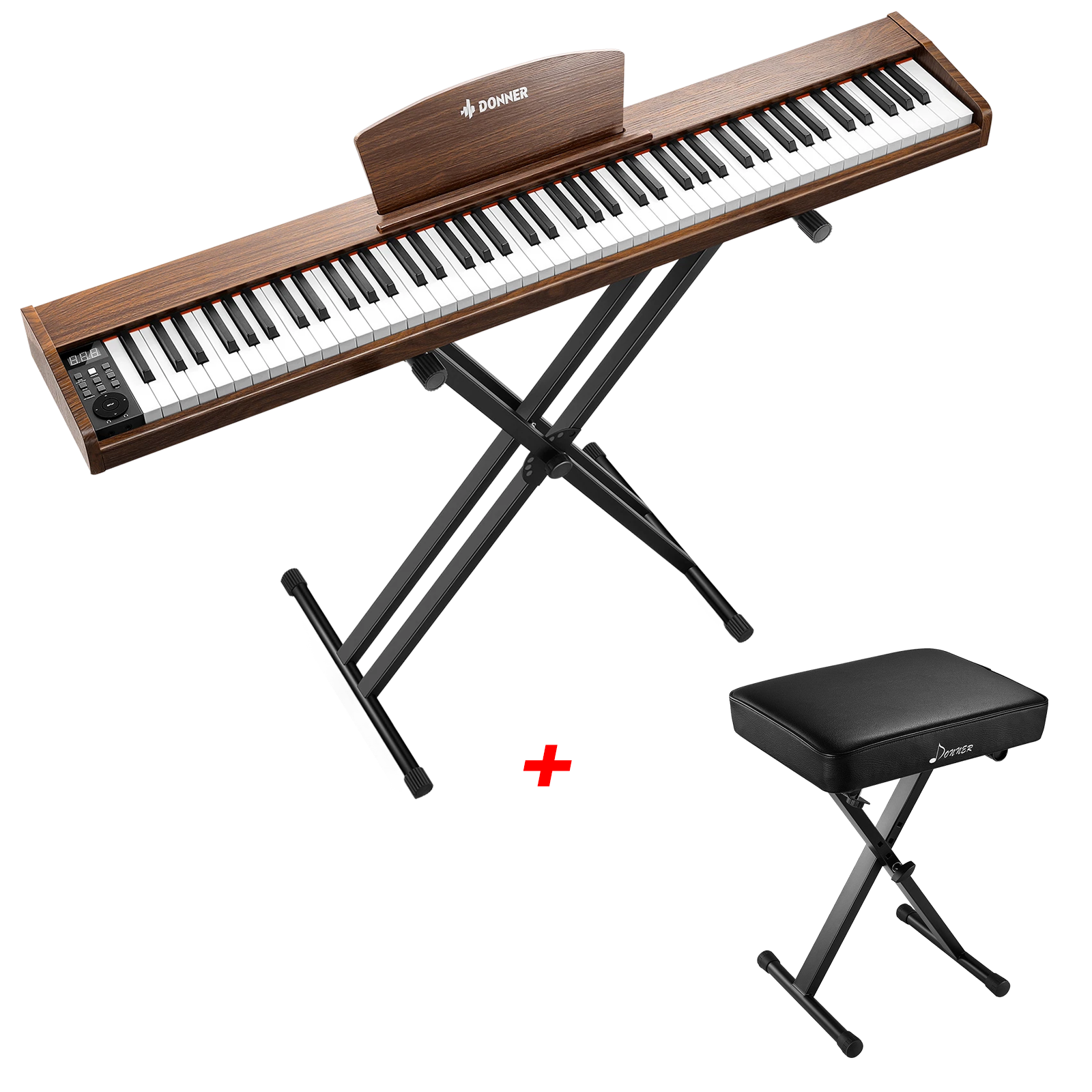 Donner DEP-1S Tastatur im Holzstil Digitalpiano-Antikbraun##