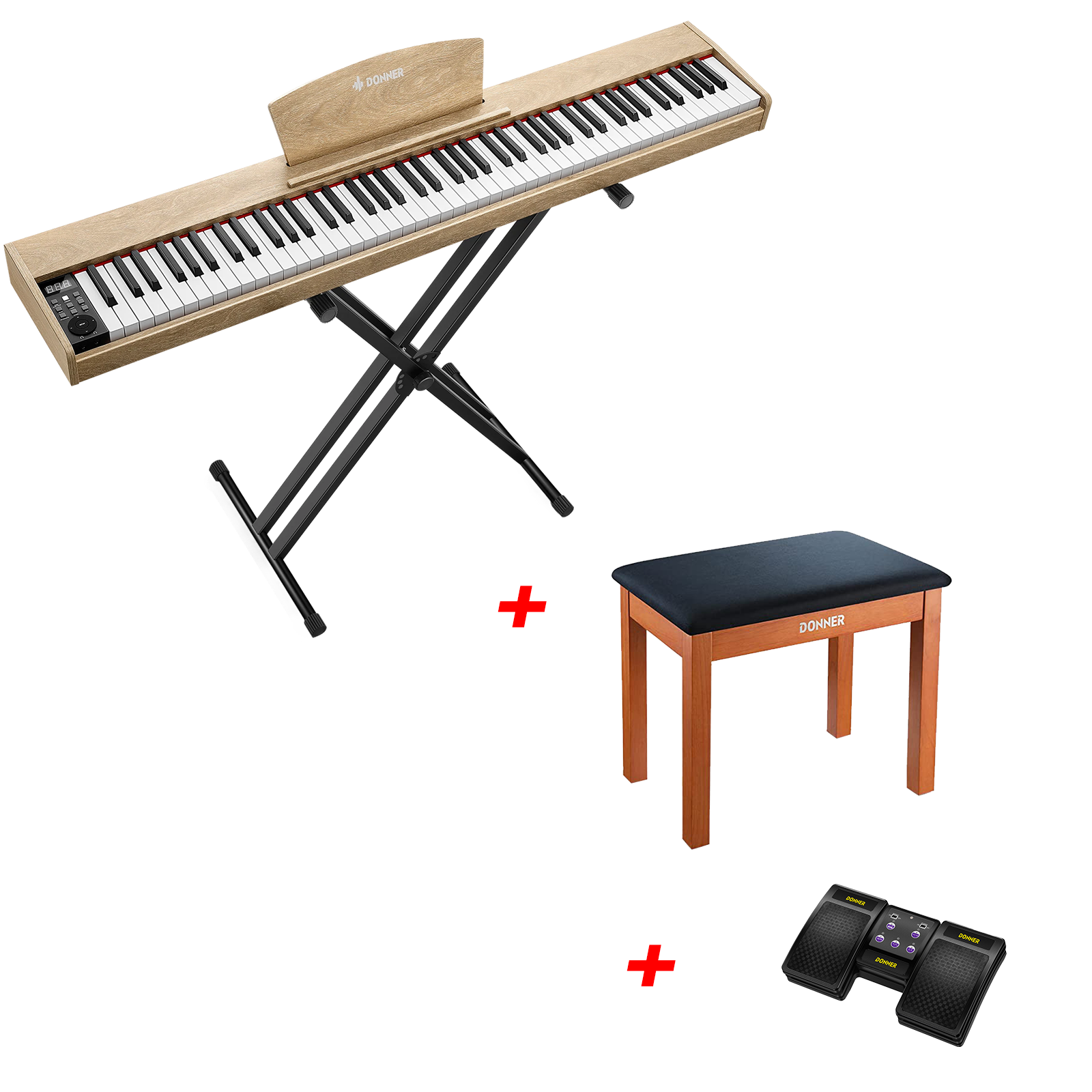 Donner DEP-1S Tastatur im Holzstil Digitalpiano-helle Holzfarbe##