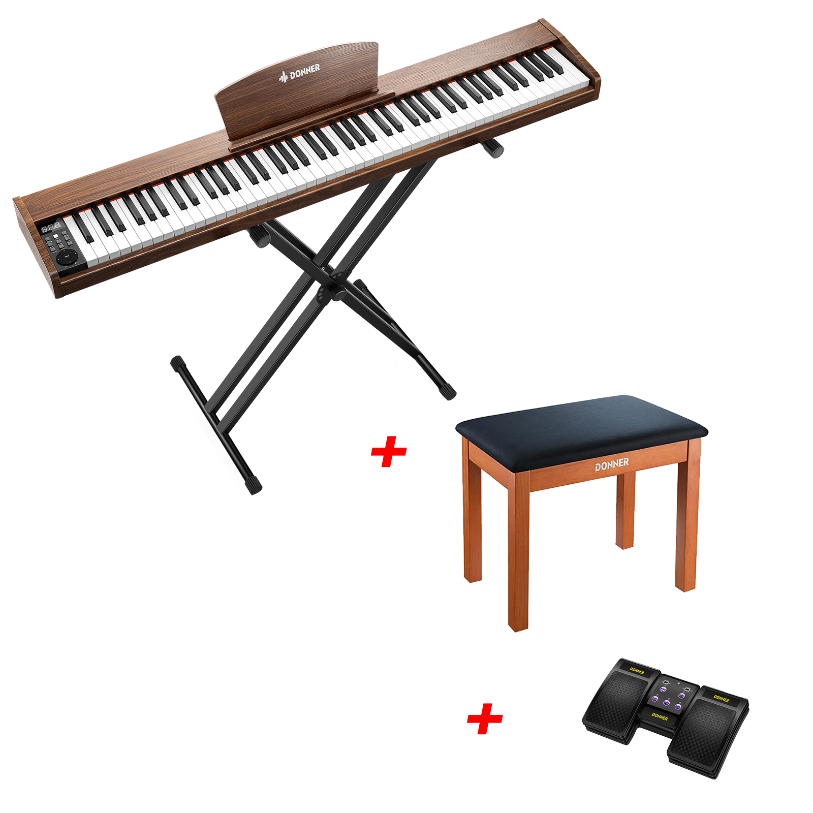 Donner DEP-1S Tastatur im Holzstil Digitalpiano-Antikbraun##