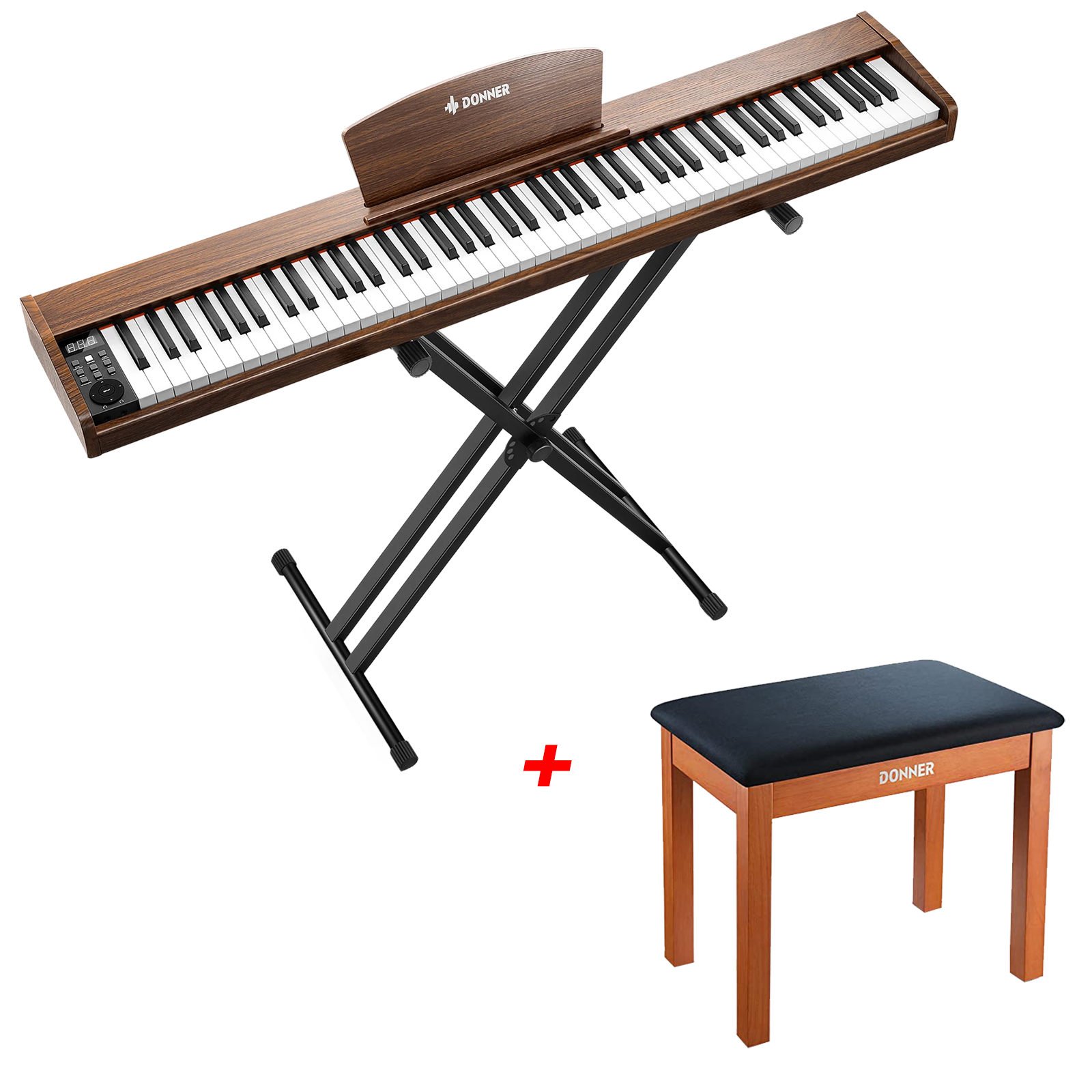 Donner DEP-1S Tastatur im Holzstil Digitalpiano-Antikbraun##