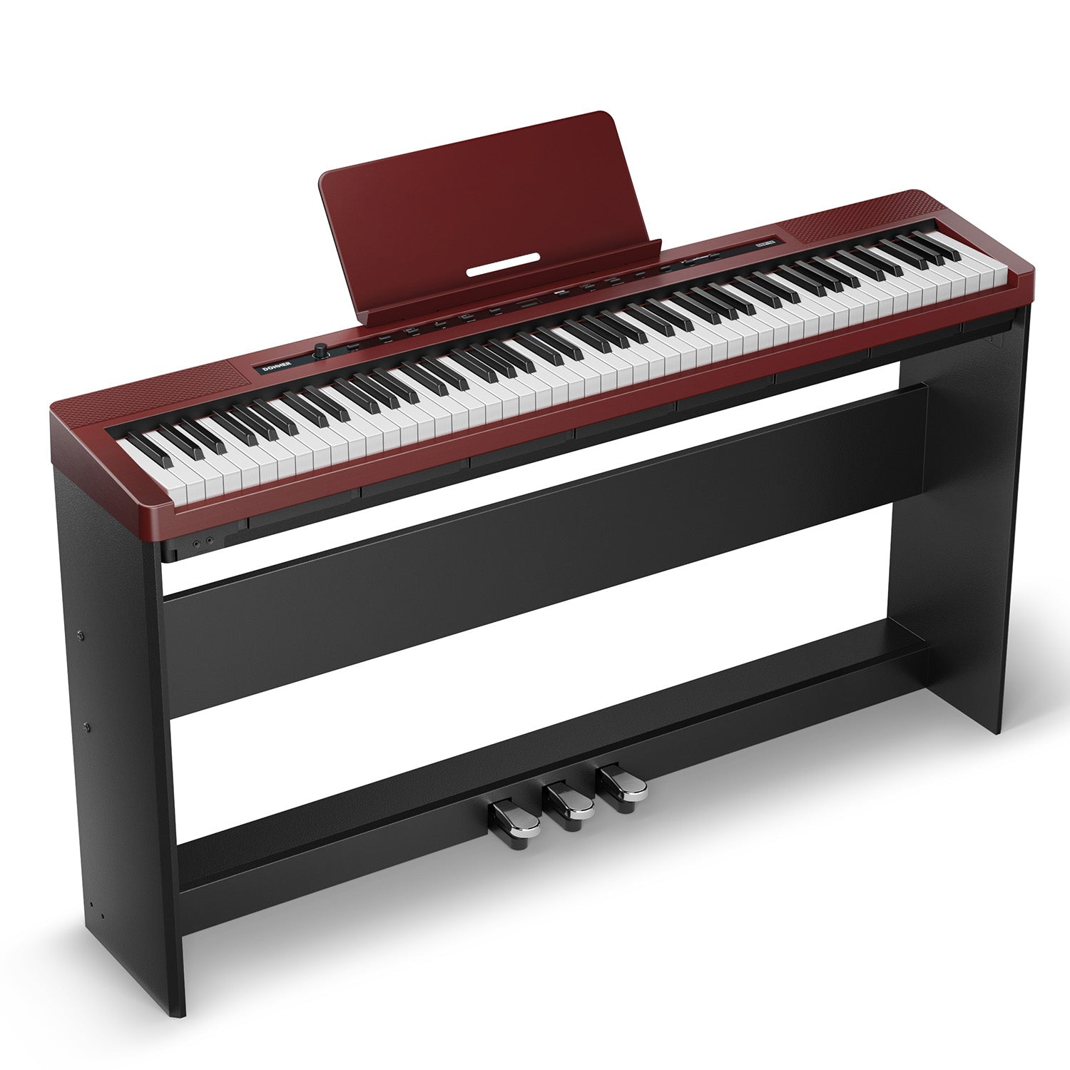Donner DEP-16S Tragbares Digitalpiano mit Holzständer_Rot