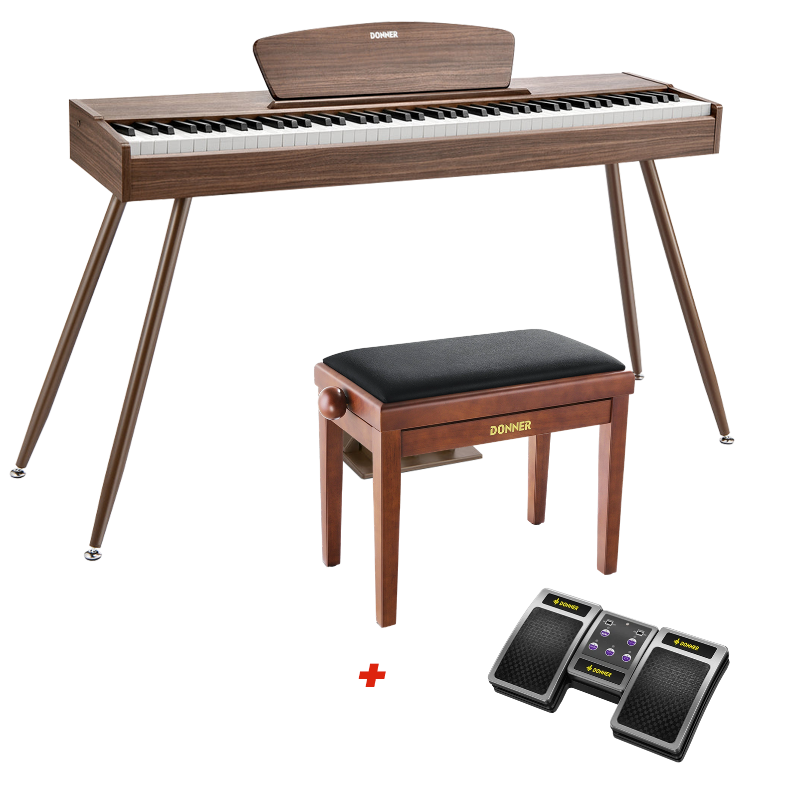 Donner DDP-80 Digital piano im Holzdesign-Walnut【Klang-Upgrade】##