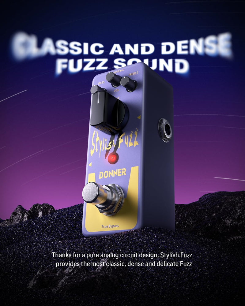 Donner Fuzz Pedal, Stylish Fuzz Effect Pedal, Classic Mini Fuzz Pedal for Electric Guitar, True Bypass