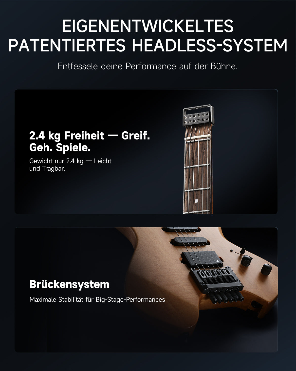 Donner HLX-500 Headless E-Gitarre【ursprüngliches Modell NHL-500】