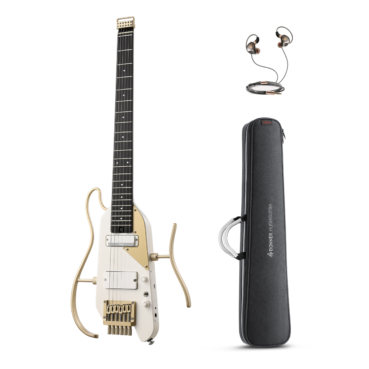 Donner HUSH™ X PRO Multi-Effekt-E-Gitarre-Weiß-Gold##