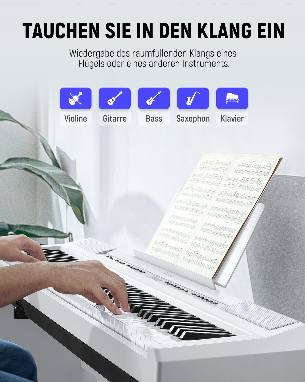 Donner DEP-20 Digital Piano mit Hammermechanik-Weiß##