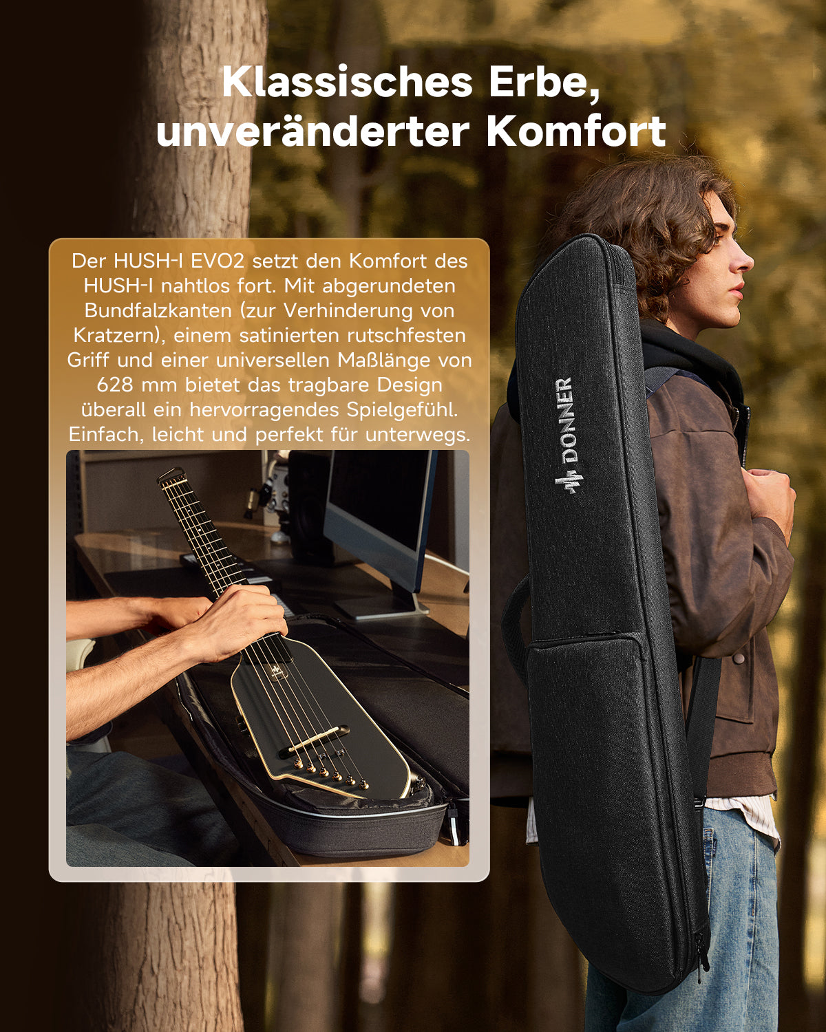 Donner HUSH™ I Ultraleicht Unterwegs Reisegitarre