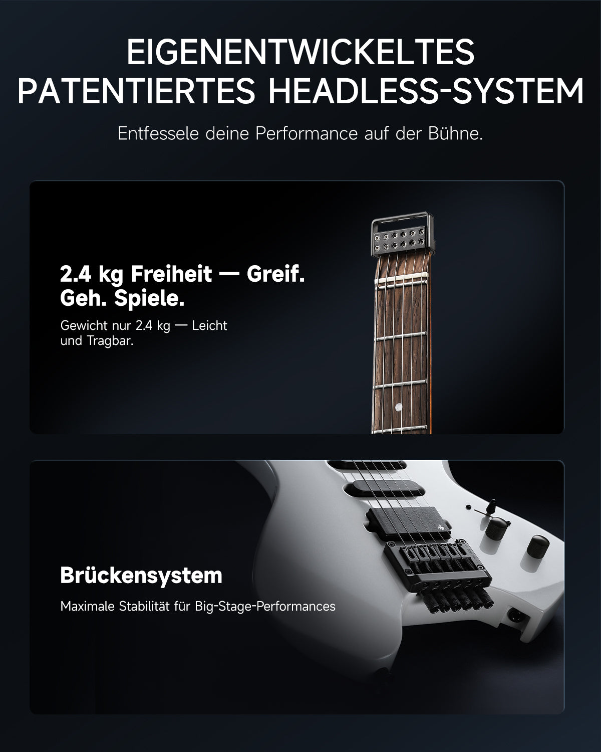 Donner NHL-500 Headless E-Gitarre-Weiß##
