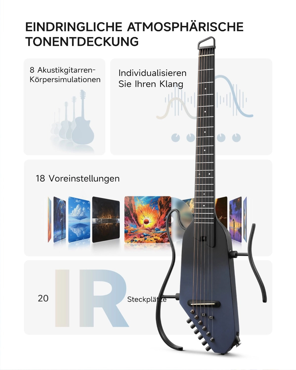 Donner HUSH™ I PRO Reisegitarre-Space Fly Schwarz##
