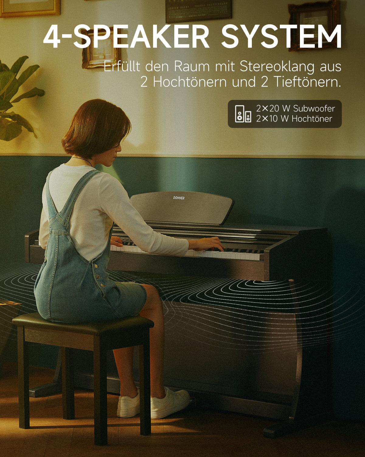 Donner DDP-300 Digitalpiano für Zuhause mit halbgewichteten Tasten (Upgrade-Version)