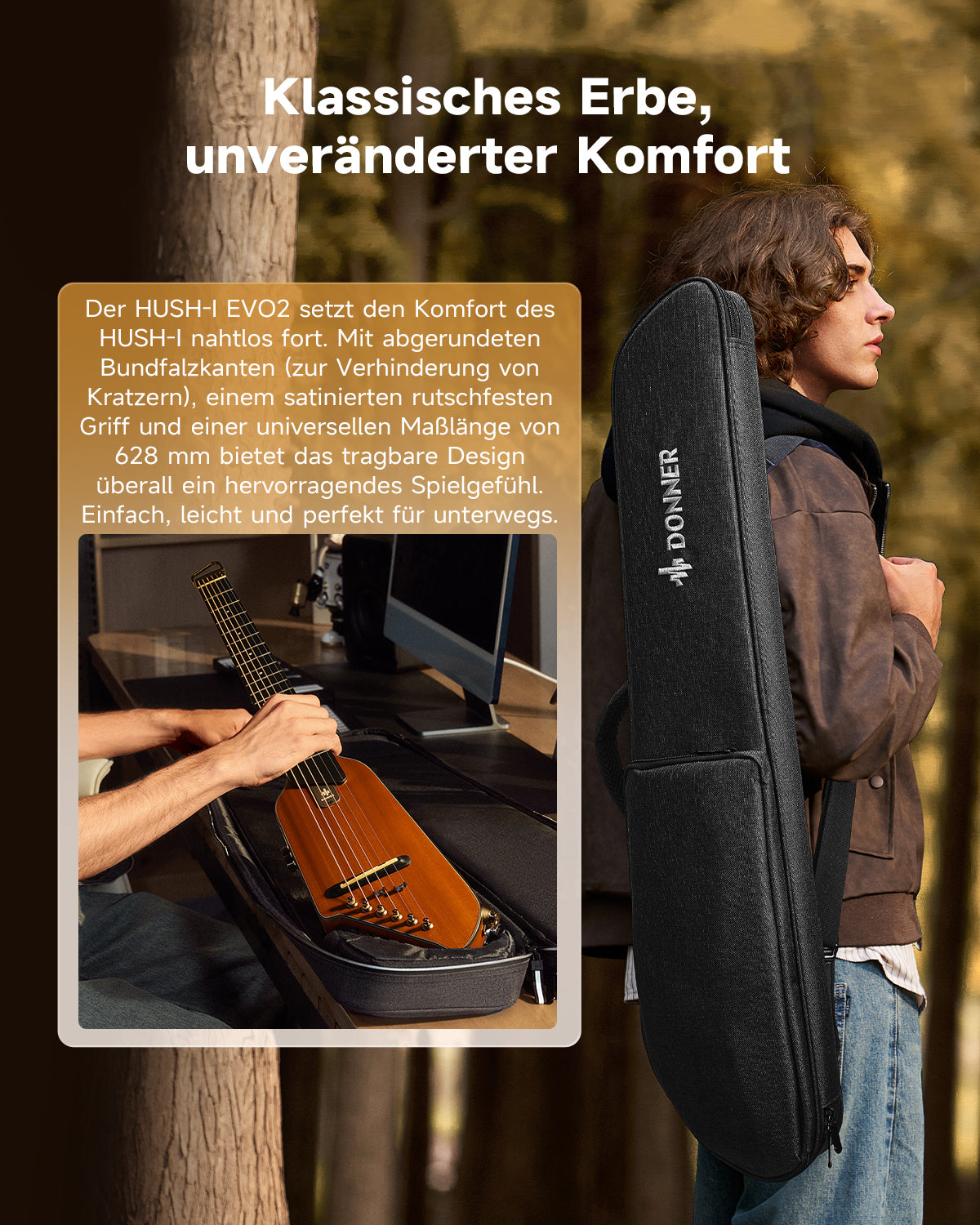 Donner HUSH™ I Ultraleicht Unterwegs Reisegitarre