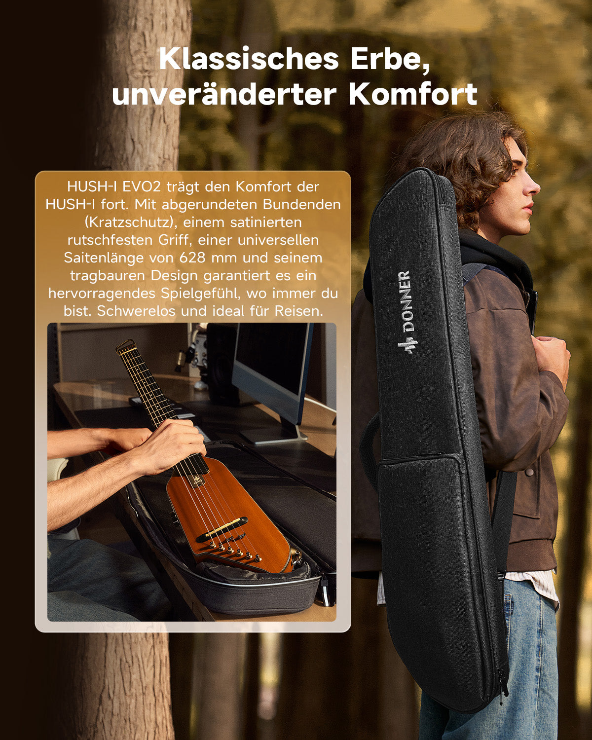 Donner HUSH™ I Ultraleicht Unterwegs Reisegitarre