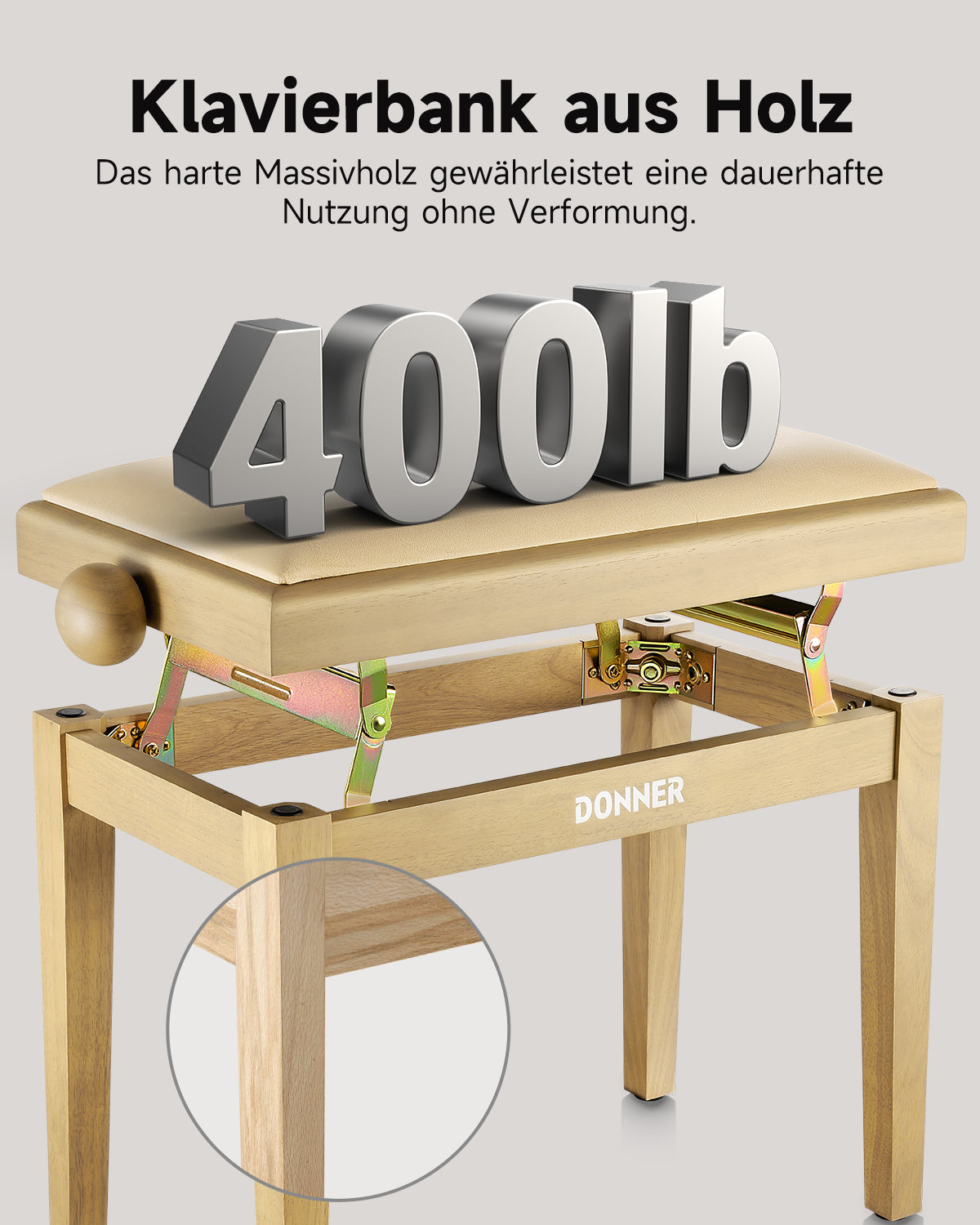 Donner Klavierhocker mit verstellbarer Höhe-Beige Matt##
