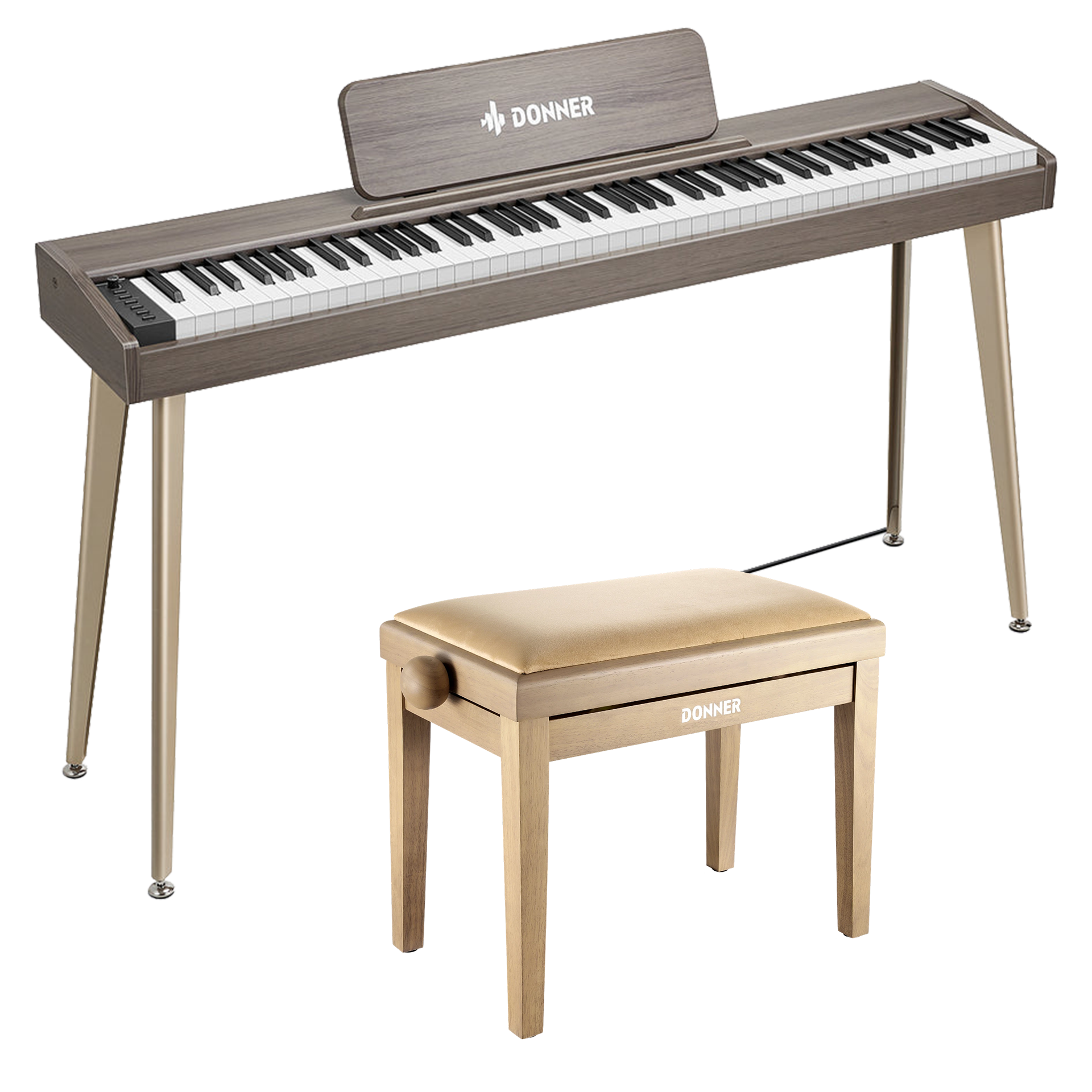 Donner DDP-60 Halbgewichtet Digital Piano-Grau-Braun##