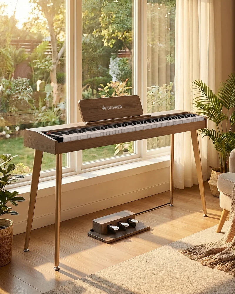 Donner DDP-60 Halbgewichtet Digital Piano-Grau-Braun##