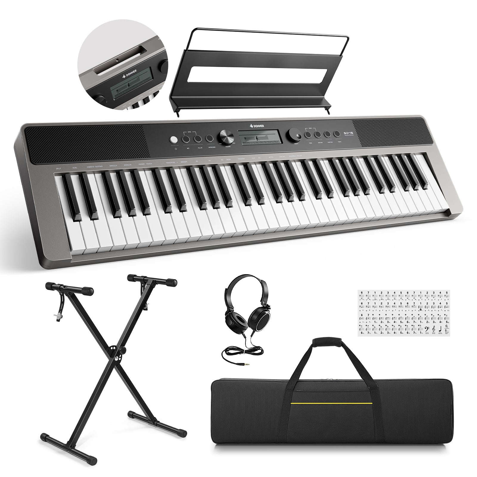 Donner SD-15 Elektronisches Keyboard mit 61 Tasten-Kombination##
