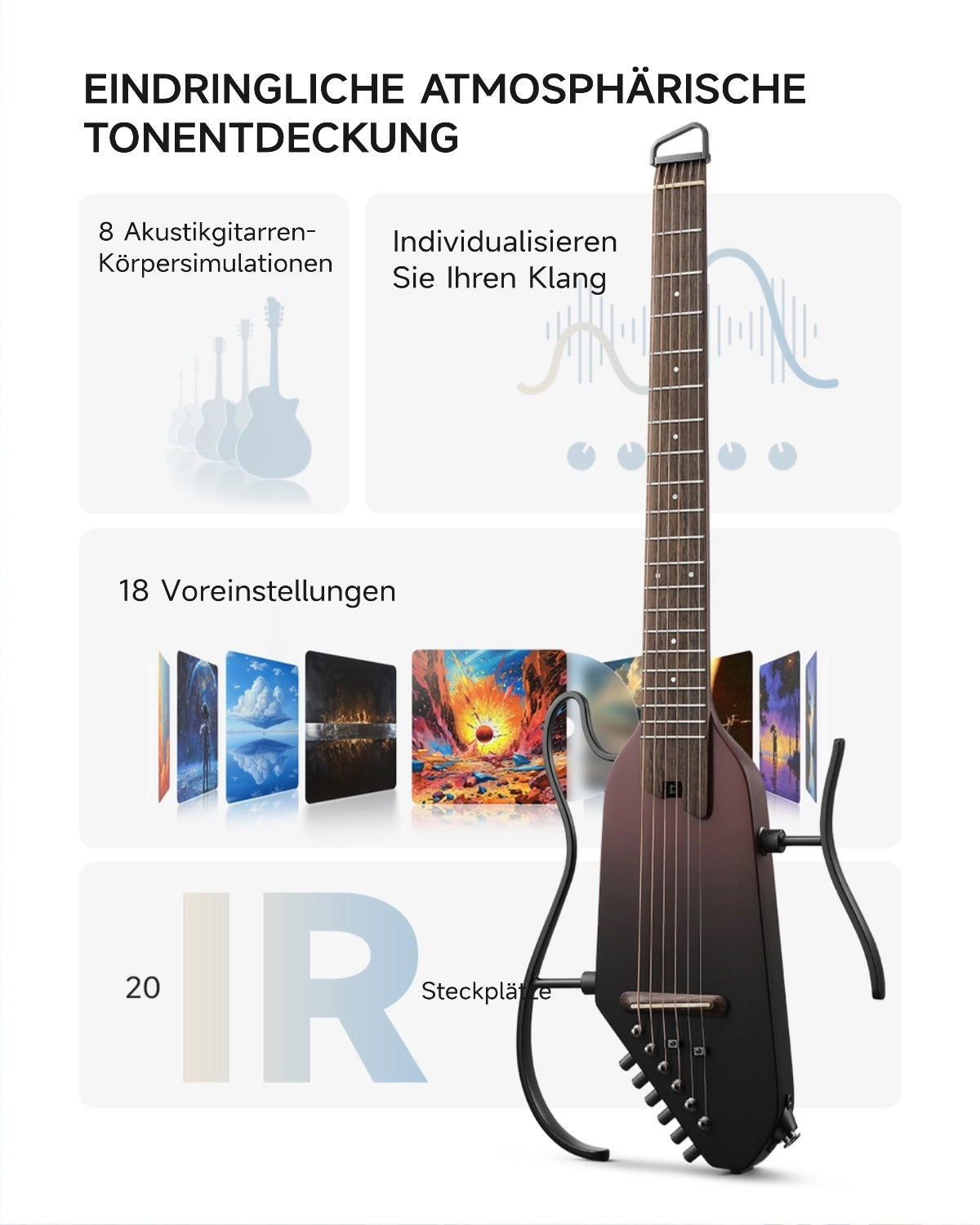 Donner HUSH™ I PRO Reisegitarre-Maillard-Braun Farbverlauf##