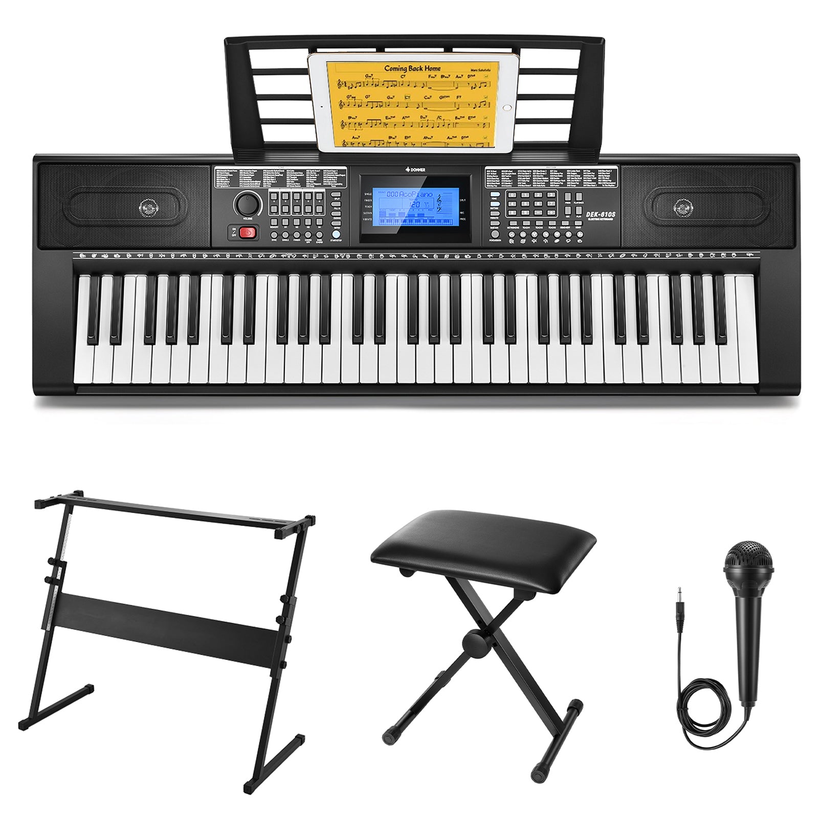 Donner DEK-610S Home Keyboards 61 Tasten Elektronisches Keyboard