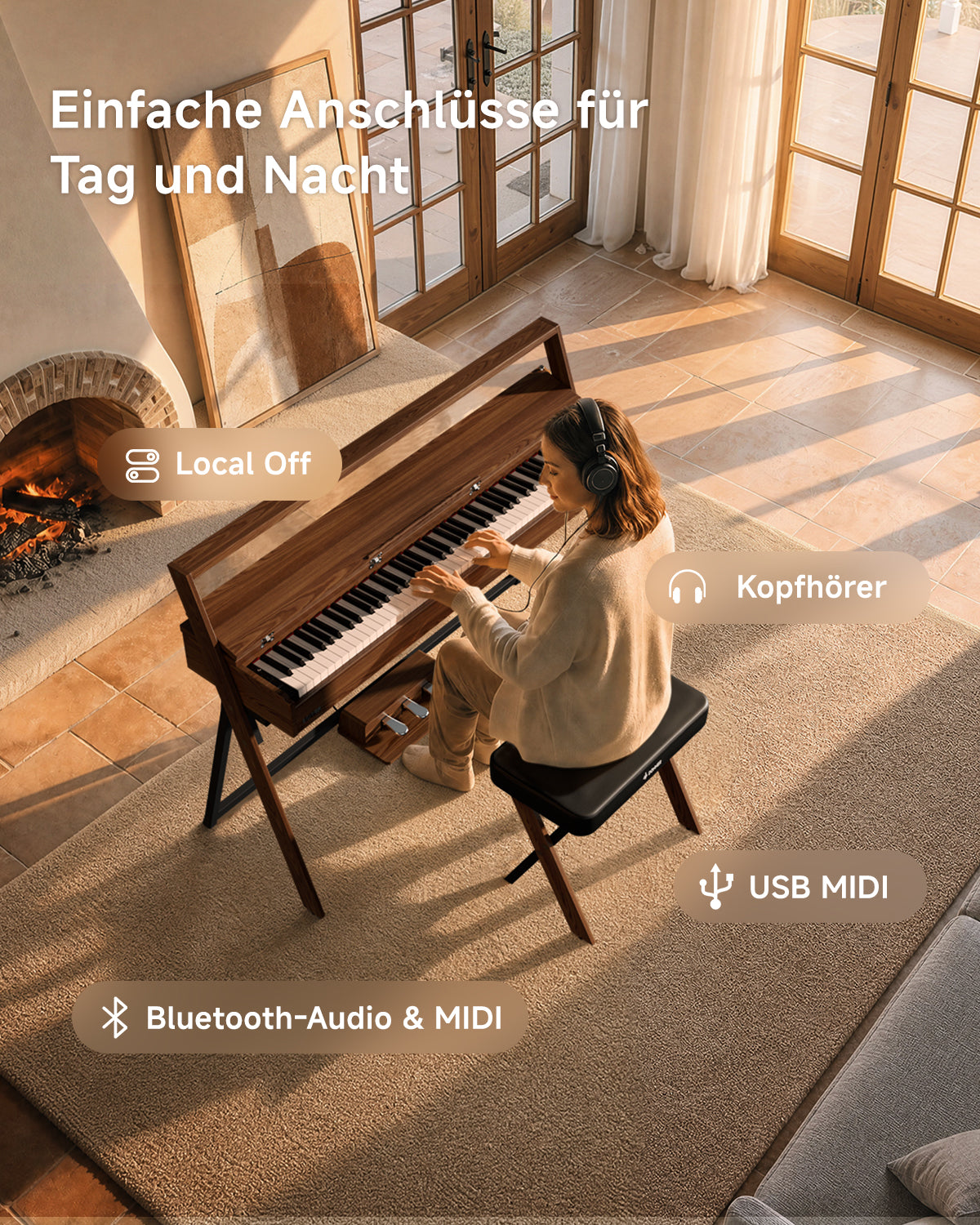 Donner OURA™ R300 Haushalts Digital Piano-Grau-Braun##