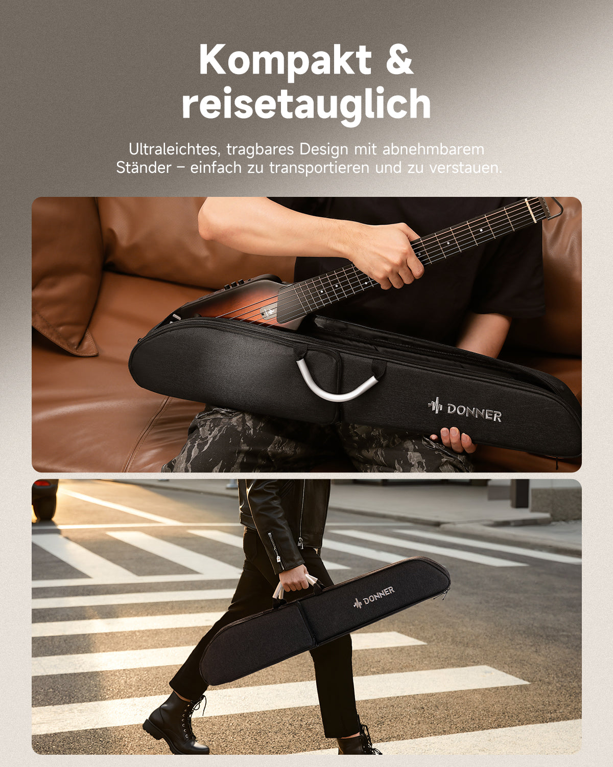 【Offene Kiste】Donner HUSH™ I Ultraleicht Unterwegs Reisegitarre-Sunburst##