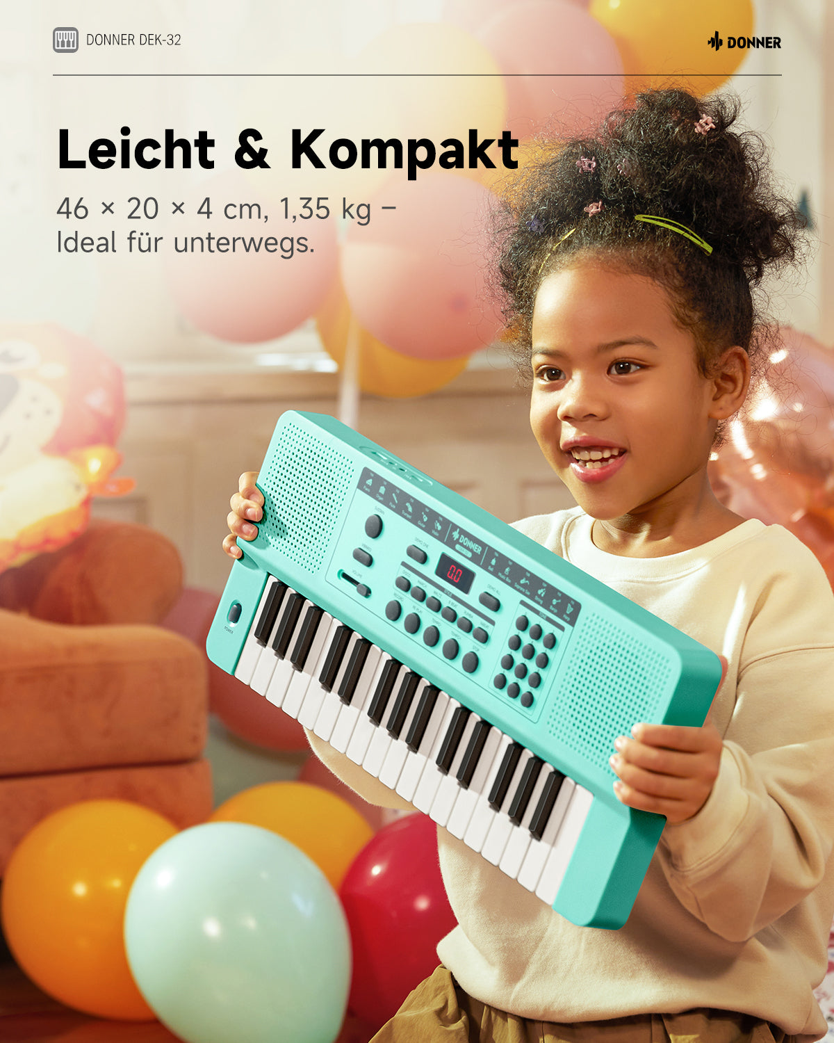 Donner DEK-32 32-Tasten-Keyboard-Cyan##