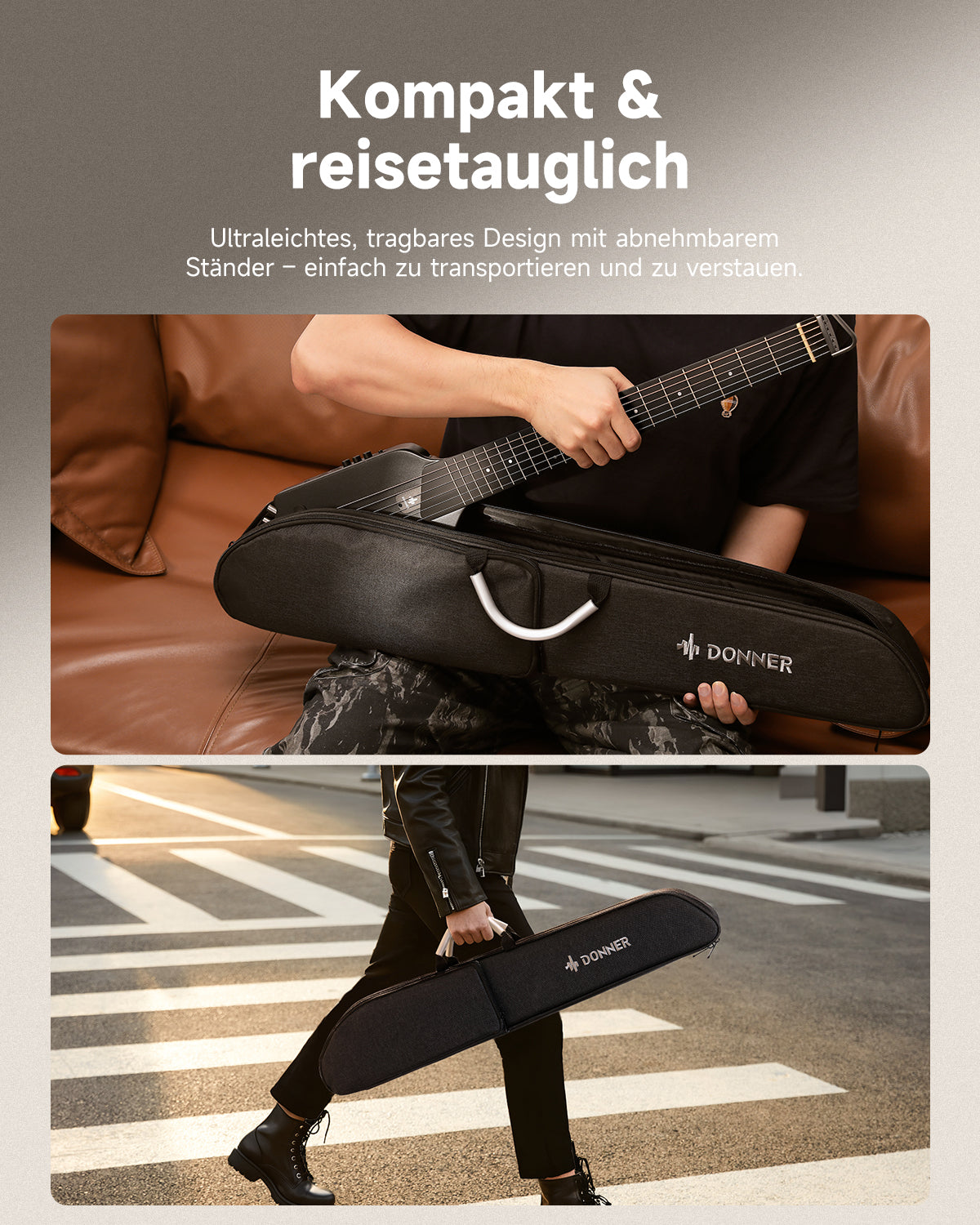 【Offene Kiste】Donner HUSH™ I Ultraleicht Unterwegs Reisegitarre-Schwarz##