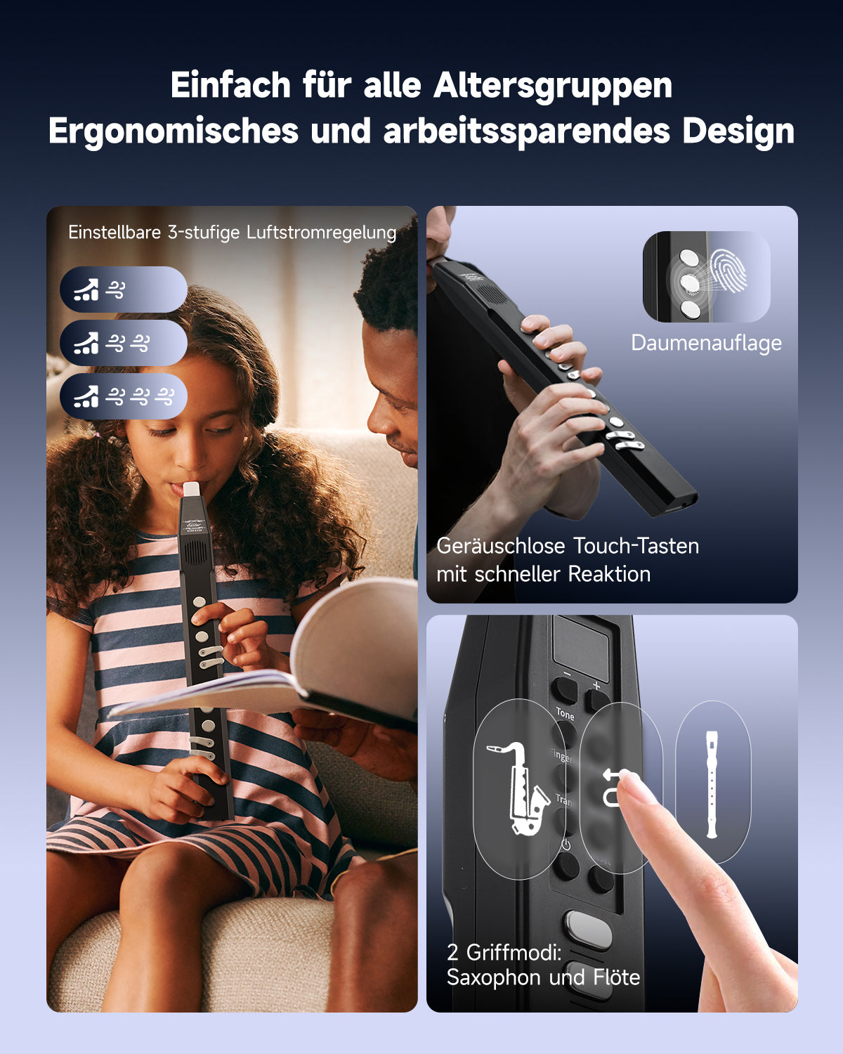 Eastar EDA-100 Digitales Blasinstrument Schwarz