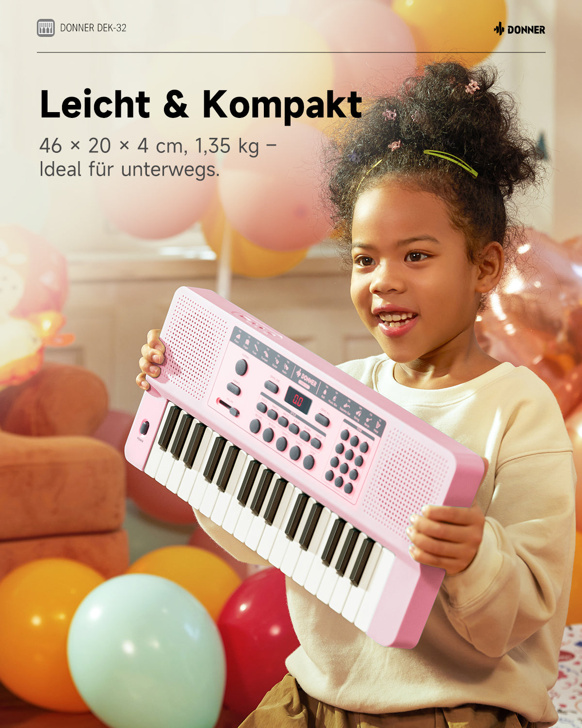 Donner DEK-32 32-Tasten-Keyboard-Rosa##