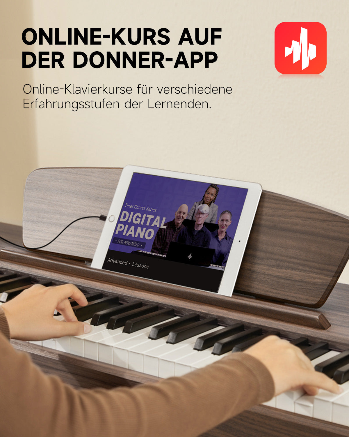 Donner DDP-80 Digital piano im Holzdesign-Walnut【Klang-Upgrade】##