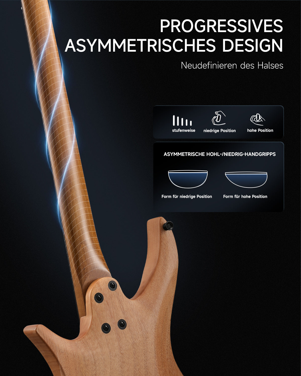 Donner NHL-500 Headless E-Gitarre-Holz Natur##