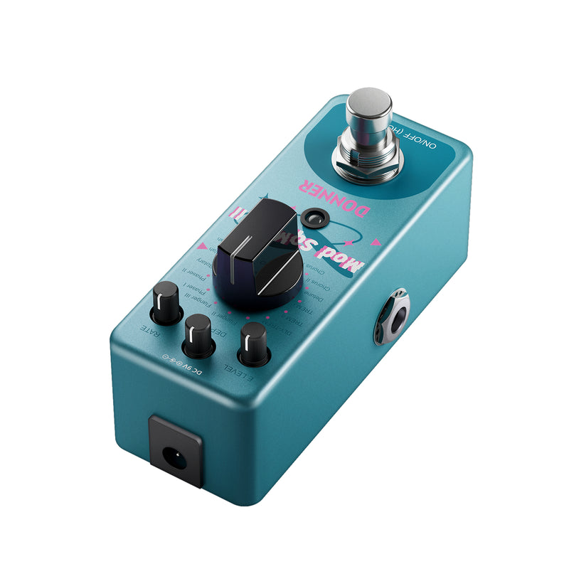 Donner Modulation Pedal - Mod Square Ⅱ 16 Effects Chorus Phaser Tremolo Flanger Rotary Vibrato 16 Modulation Modes, True Bypass