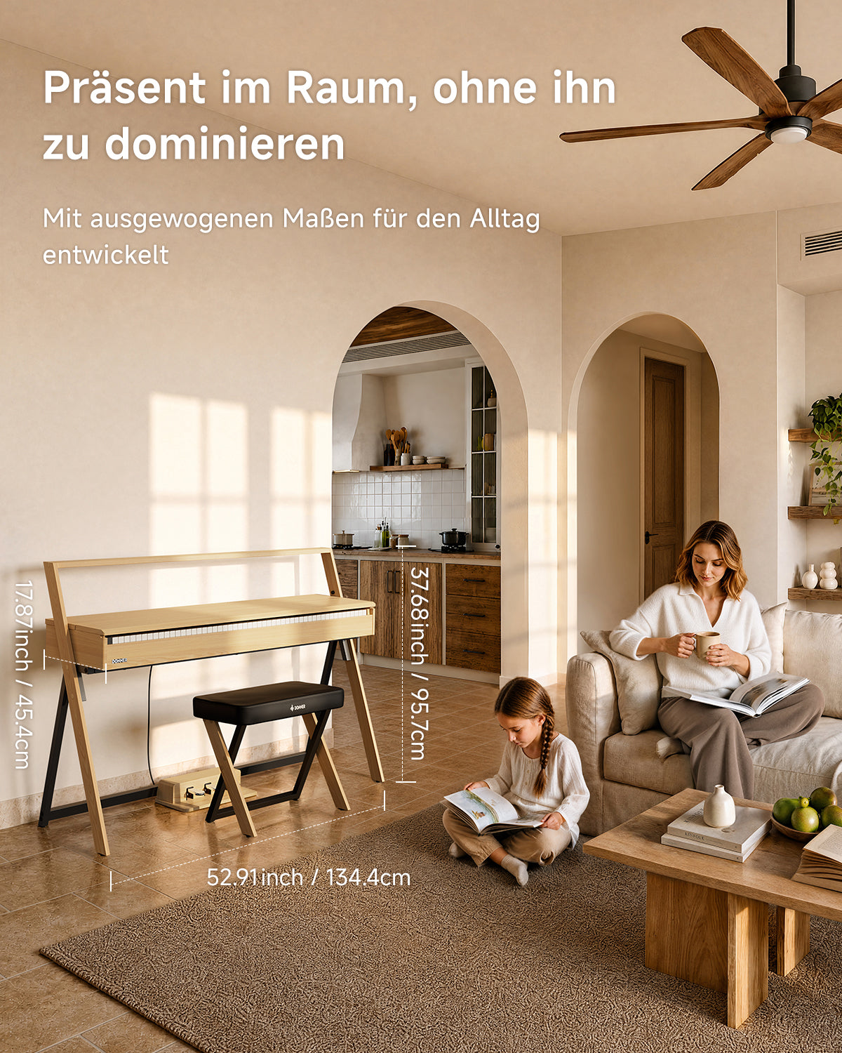 Donner OURA™ R300 Haushalts Digital Piano-Helle Holzfarbe##